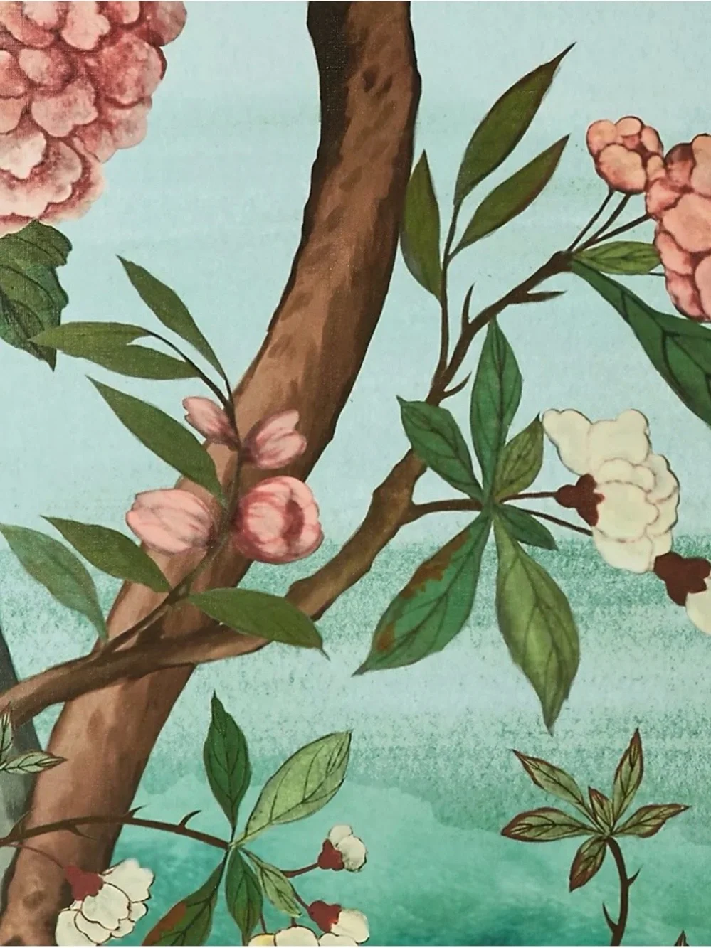 Anthropologie Mint and Pink Chinoiserie Bird Wallpaper (Havenview/Valeri Mural)